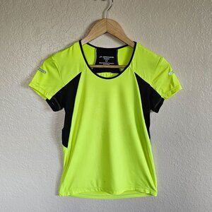 Brooks Kids Neon Yellow & Black Athletic Shirt Size M With Reflective Accents